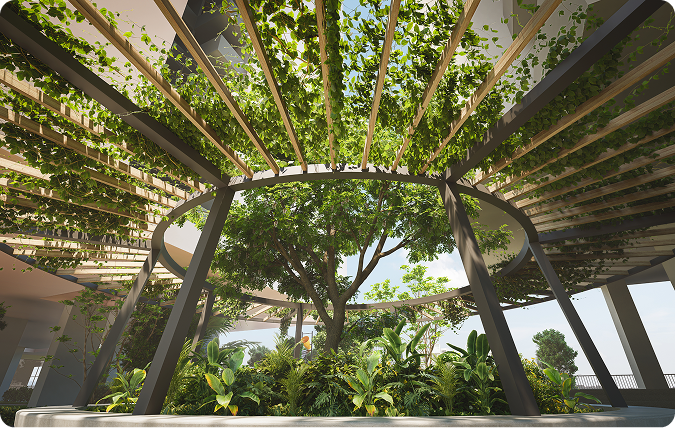 Green trellis garden walk